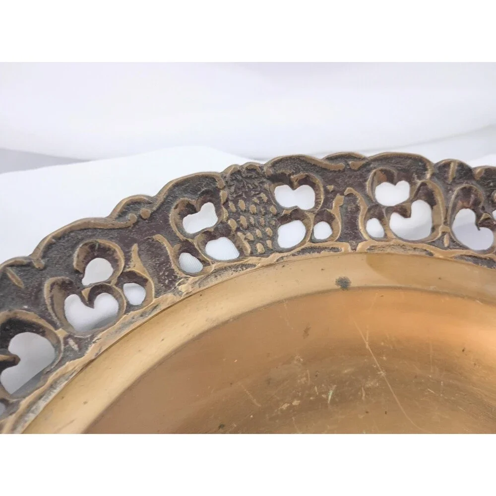 Vintage Brass Relief Plate from Korea